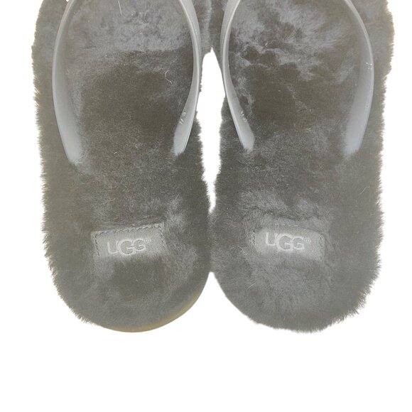 UGG Women’s Black Fur Comfortable Flip Flop Plush Slippers Sandals Size 6W - Picture 5 of 8